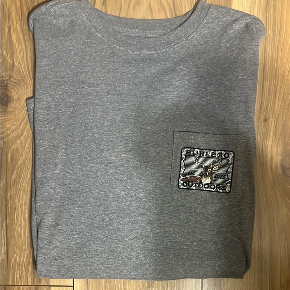 Men’s Gray Burlebo Short Sleeve T-Shirt. Size Large.